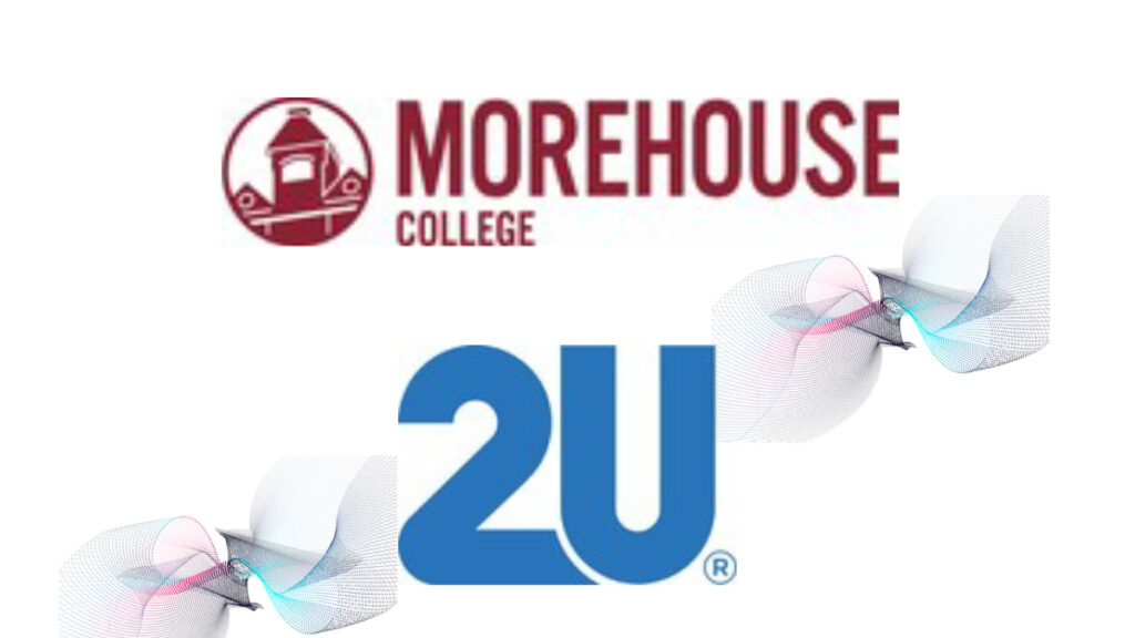 Morehouse college and 2U logos on a white background with a waveform